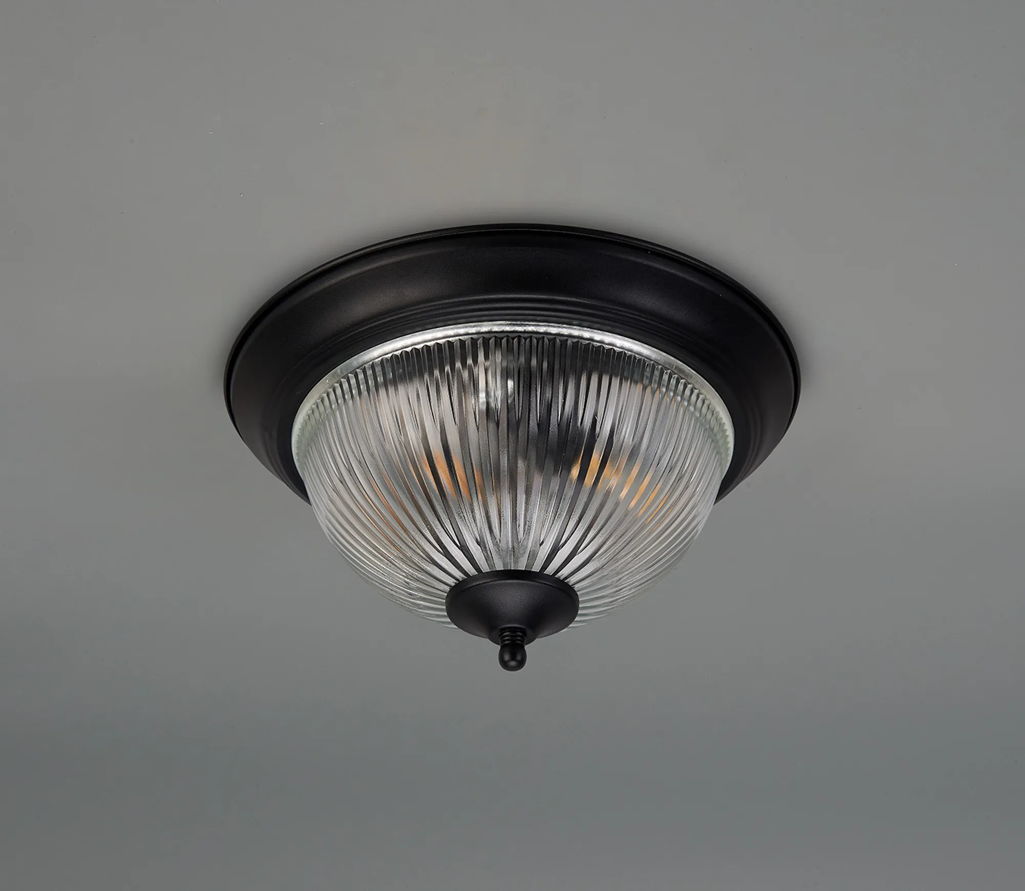 Macy Glass IP44 Flush Ceiling 2 Light Satin Black D1002  Deco Macy